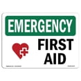 thumbnail image 1 of SignMission OS-EM-A-1824-L-10378 18 x 24 in. OSHA Emergency Sign - First Aid with Symbol, 1 of 1