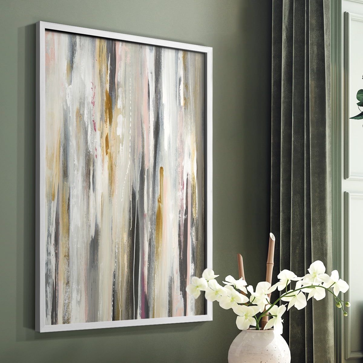 Color Ripple Framed Print in White Solid Wood Framed Print No Nail Hanging