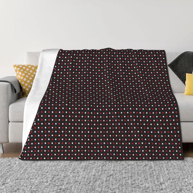 Balery Red and white polka dots Manta de Franela con Dibujo, Lujo Ultra Suave y Cálido, Antipelusa y Resistente a las Arrugas para Cama, Sofá, Camping -50"x40"