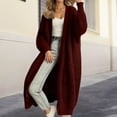 thumbnail image 3 of Breezora Trendy Lightweight Long Sleeve Open Front Cardigan for Women Soft Thin Casual Breathable Cover Up Duster XXXL Size Wine, 3 of 5