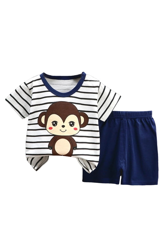 Boys Summer Fashion Casual Short Sleeve T-Shirt and Shorts Set (Black, 2-3 Years)