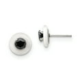 thumbnail image 2 of Stainless Steel Polished White Ceramic w/Black CZ Post Earrings, 2 of 7