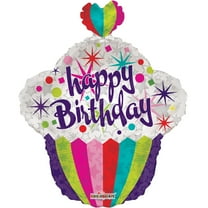Happy Birthday Cupcake Balloon 18"