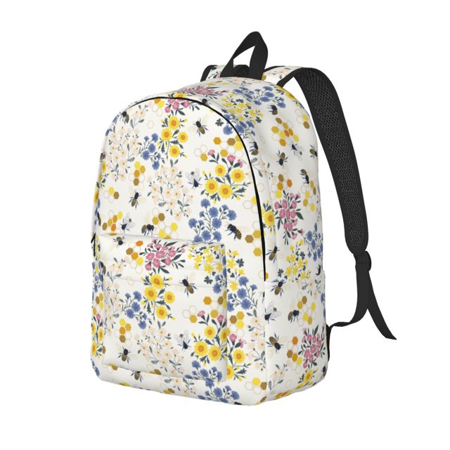 Easygdp Wildflower Honeybee Mochila de Lona Resistente para Laptop, Compatible con Laptops de 15 a 17 pulgadas, Ideal para Escuela, Trabajo y Viajes-Medium