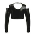 thumbnail image 2 of Alvivi Girls Shiny Metallic Dance Crop Top Long Sleeve Tank Top for Jazz Hip Hop Dancing Performance Black 10, 2 of 5