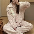 thumbnail image 6 of Cute KT Cat Flannel Pajama 2-piece Set （Long Sleeves Top+pants） Women Winter Cardigan Warm  Thick Cartoon Soft Cozy Loungewear Set, 6 of 11