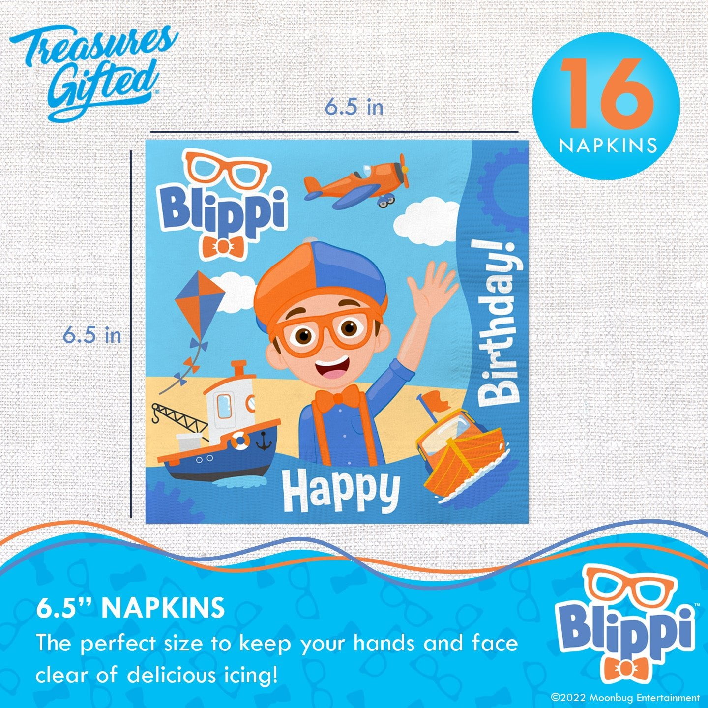 Blippi Vehicle Party Tableware Deluxe Set for 16 Guests