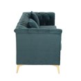 thumbnail image 3 of Modern Chesterfield Curved Sofa Tufted Velvet Couch 3 Seat Button Tufed Loveseat with Scroll Arms and Gold Metal Legs for Living Room Bedroom, 3 of 5