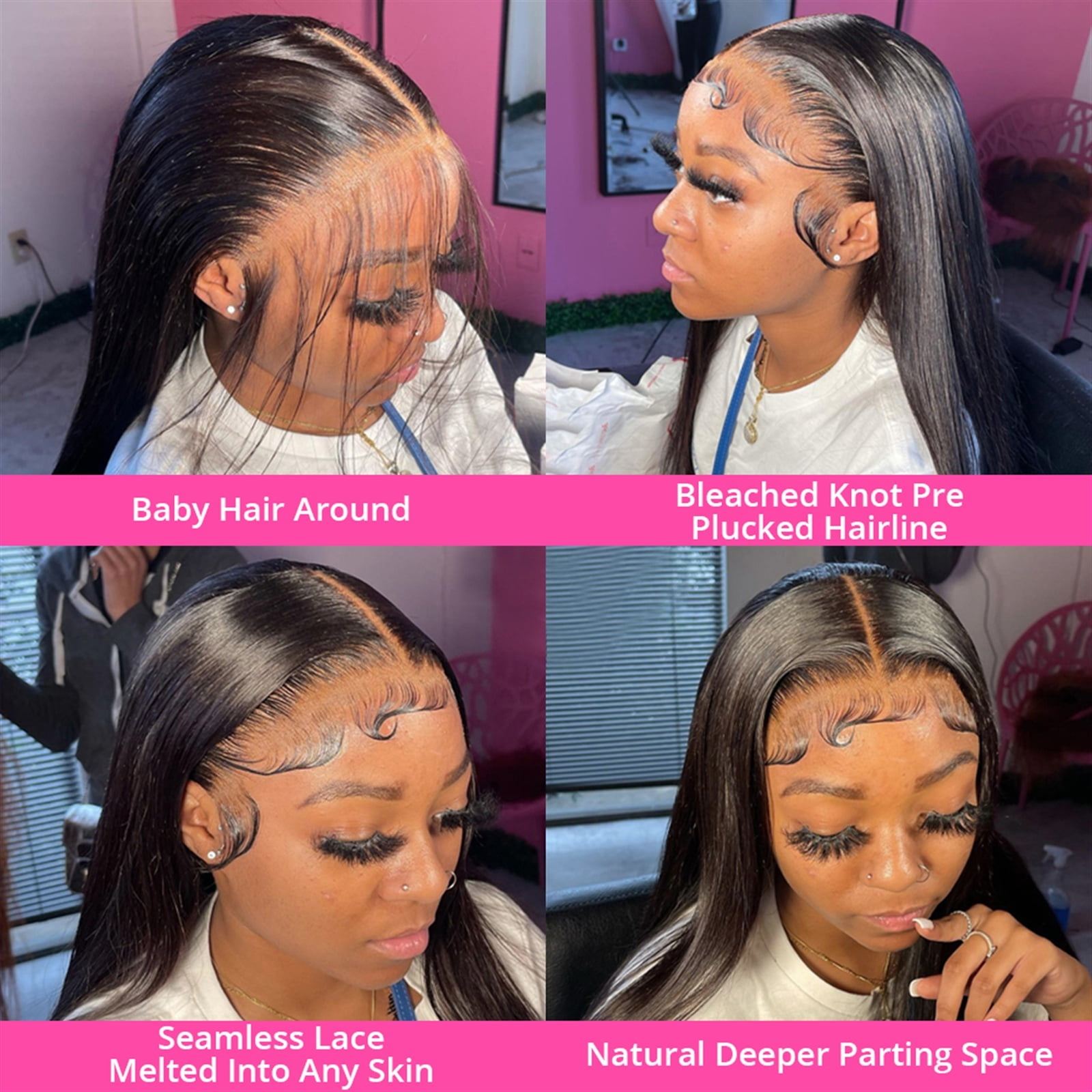 HD Transparent Lace Front Human Hair Wigs for Black Women Bone Straight Lace Frontal Closure Wigs Brazilian Remy Hair Pre Plucked with Baby Hair