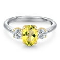 thumbnail image 3 of Gem Stone King 925 Silver and 10K Yellow Gold Canary Mystic Topaz and Lab Grown Diamond Engagement Ring for Women | 2.10 Cttw | Oval 8X6MM | Gemstone November Birthstone | Size 9, 3 of 6