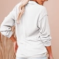 thumbnail image 4 of Blusa informal de cuello vuelto, color blanco, talla L, elegante blusa de punto con cuello en V y manga larga para mujer, 4 of 6