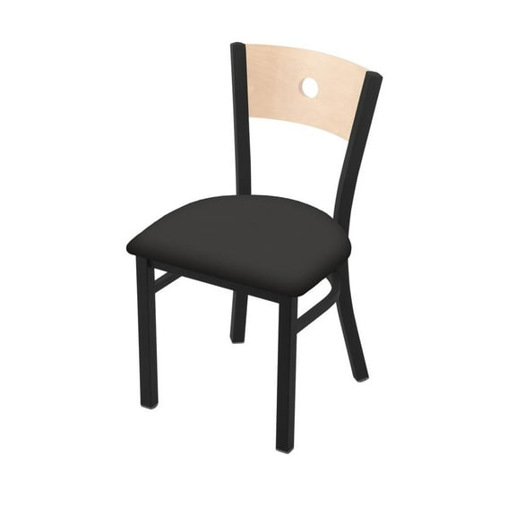 Holland Bar Stool 630 Voltaire 18" Chair with Black Wrinkle Finish, Natural Back, and Canter Iron Seat