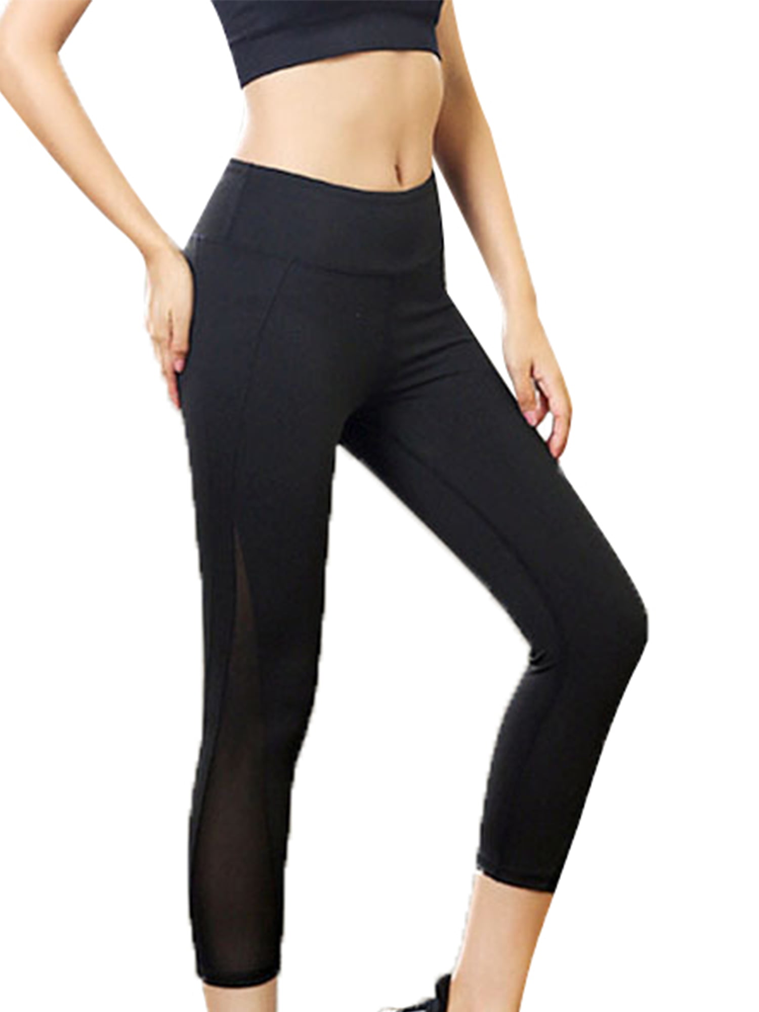 Pants for Women High Waist Yoga Pants Mesh Side Stretch Leggings Tummy Control Sports Workout Leggings 