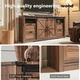 thumbnail image 2 of T4TREAM Farmhouse TV Stand for TVs up to 75" - Wood Entertainment Center with 4 Drawers & Barn Door & Adjustable Shelves, Brown, 2 of 8