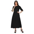 thumbnail image 2 of Moomaya Long Button Down Shirts For Women Front Slit A-Line Kurtis Summer Kurta, 2 of 5