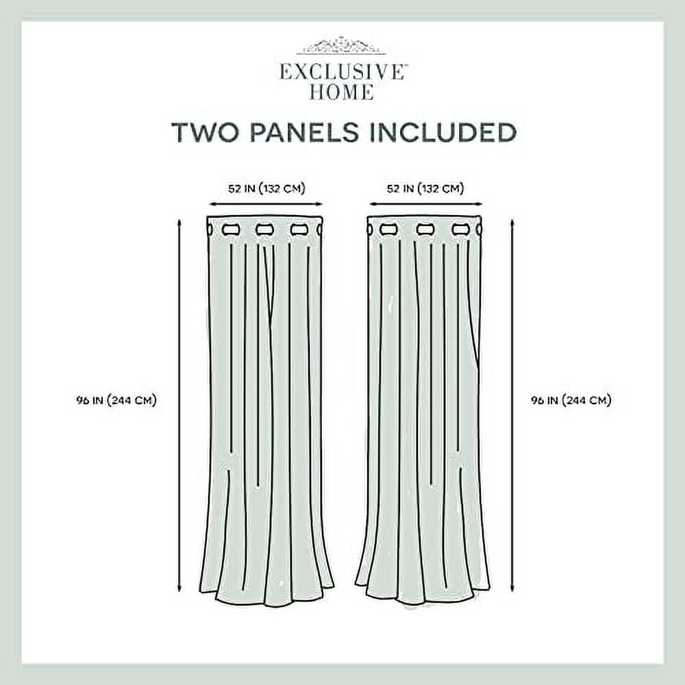Exclusive Home Sateen Twill Woven Room Darkening Blackout Grommet Top Curtain Panel Pair, 52"x96", Linen