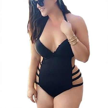 Plus Size Summer Women One Picec Bikini Bandage Push Up Swimsuit Monokini Swimwear Beachwear Bra Swim Costume Bathing