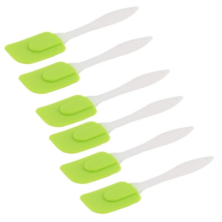 Silicone Head Plastic Handle Heat Resistant Nonstick Spatula Scraper Green 6 (Best Spatula For Nonstick Cookware)