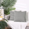 thumbnail image 6 of REGALWOVEN 1 Pair Striped Pillow Cover with Pom Pom Fringe for Home Decor Cushion Case Black 18" x 18", 6 of 6