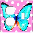 thumbnail image 4 of Metal Light Switch Plate Cover Unique Teal Butterfly Pink Polka Dots BUT032, 4 of 13