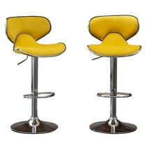 Roundhill Furniture Masaccio Bar Stool with Adjustable Height & Swivel, Yellow, Set of 2
