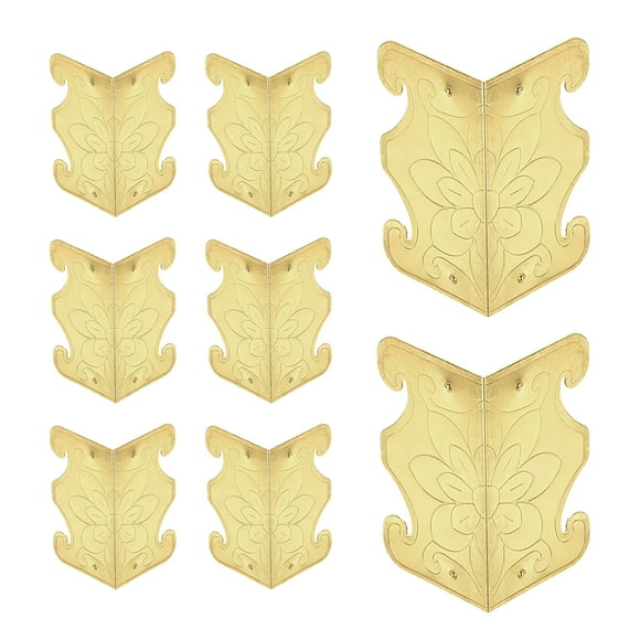 Uxcell 8 Pack Baseboard Corner Protectors, Decorative Vintage Metal Edge Cover Skirting Board Wall Corner Protector for Wood Furniture Table Cabinet Drawer, Yellow