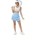 thumbnail image 6 of Xidunhg Women's Pleated Tennis Skirts Athletic Golf Skorts Skirts for Women Layered Skirts Workout Running Light Blue 2XL, 6 of 9