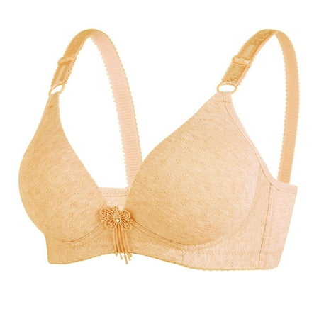 

Bigersell Comfort Bra Women Solid Color Lingerie Comfortable Bra Underwear No Underwire Bra Short Size Soft Bra Style 8321 Beige 40B