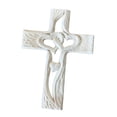 thumbnail image 4 of Cruz de madera tallada sagrada con corazones huecos entrelazados Cruz de mesa para sobremesa Grande Blanco, 4 of 9