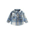 thumbnail image 1 of Toddler Flannel Shirt Jacket Plaid Long Sleeve Lapel Button Down Shacket Little Kids Boys Girls Shirts Coats, 1 of 9