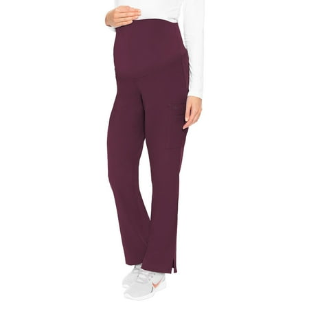 MED COUTURE Women's Sporty Stylish Stretchy Maternity Pants, Color: Wine, Size: 2XL (8727-WINE-2XL)