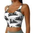 thumbnail image 2 of Sports Bras For Women Workout Tank Tops, Vintage Train Pattern Running Vest With Removable Cups, 2 of 2