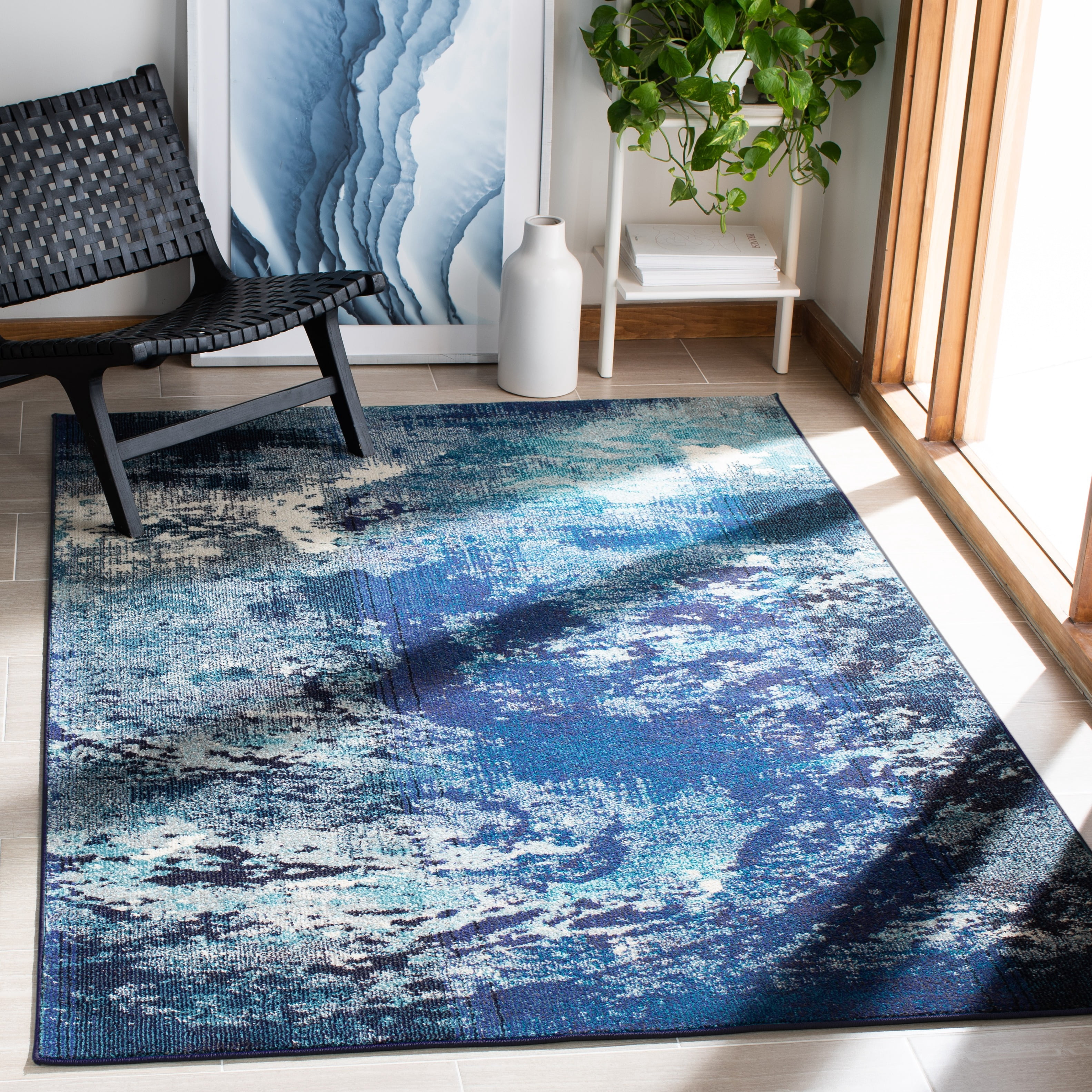 Safavieh Madison Oscar Abstract Area Rug, Navy/Ivory, 6' x 8'