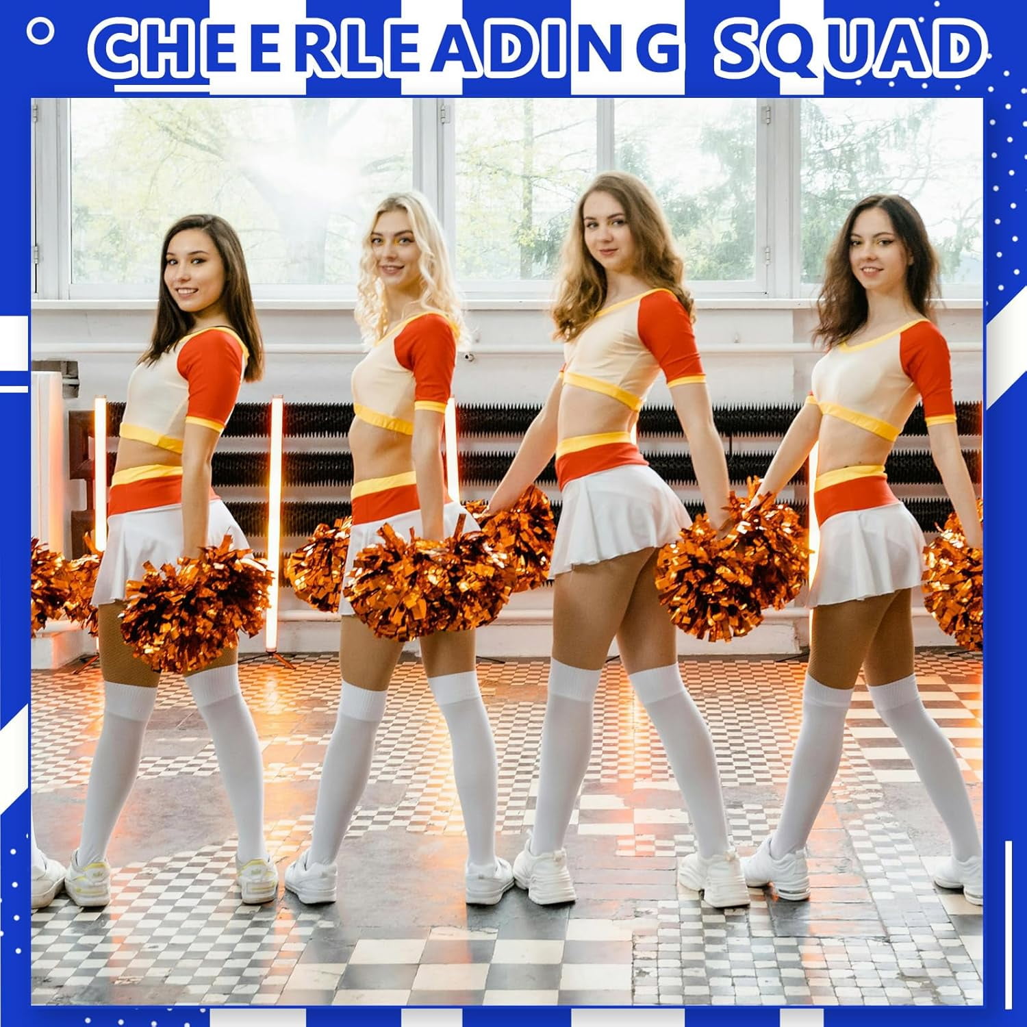 24 PCS pom poms Cheerleading,13.8inch for Sports Teams, Dance Training, and Party Celebrations with Finger Rings