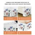 thumbnail image 6 of Simple Floral Bed Skirt Blue Green Purple Flower Leaves Pattern Bed Skirts California King Size 16 Inch Drop, Wrap Around Dust Ruffle&nbsp;Bedskirt with Adjustable Elastic Belt for Queen Size Beds, 6 of 7