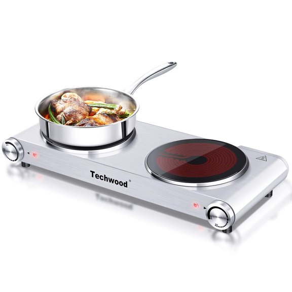 Estufas eléctricas duales Hot Plate Techwood de 1800 W, color plateado