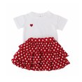 thumbnail image 1 of Minnieouse Fiesta boda evento niñas corazón patrón camiseta puntos conjunto verano niños algodón Tops Kit ropa regalo de cumpleaños conjuntos de ropa 100cm, 1 of 6