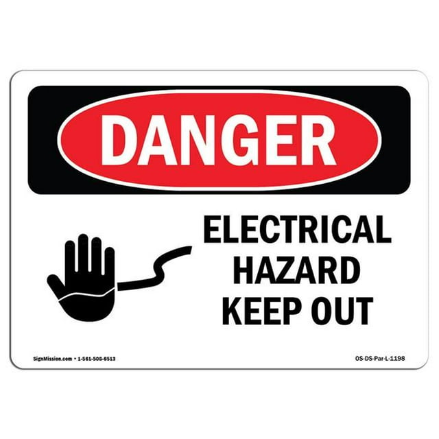 SignMission OS-DS-A-1218-L-1198 12 x 18 in. OSHA Danger Sign - Electrical Hazard Keep Out