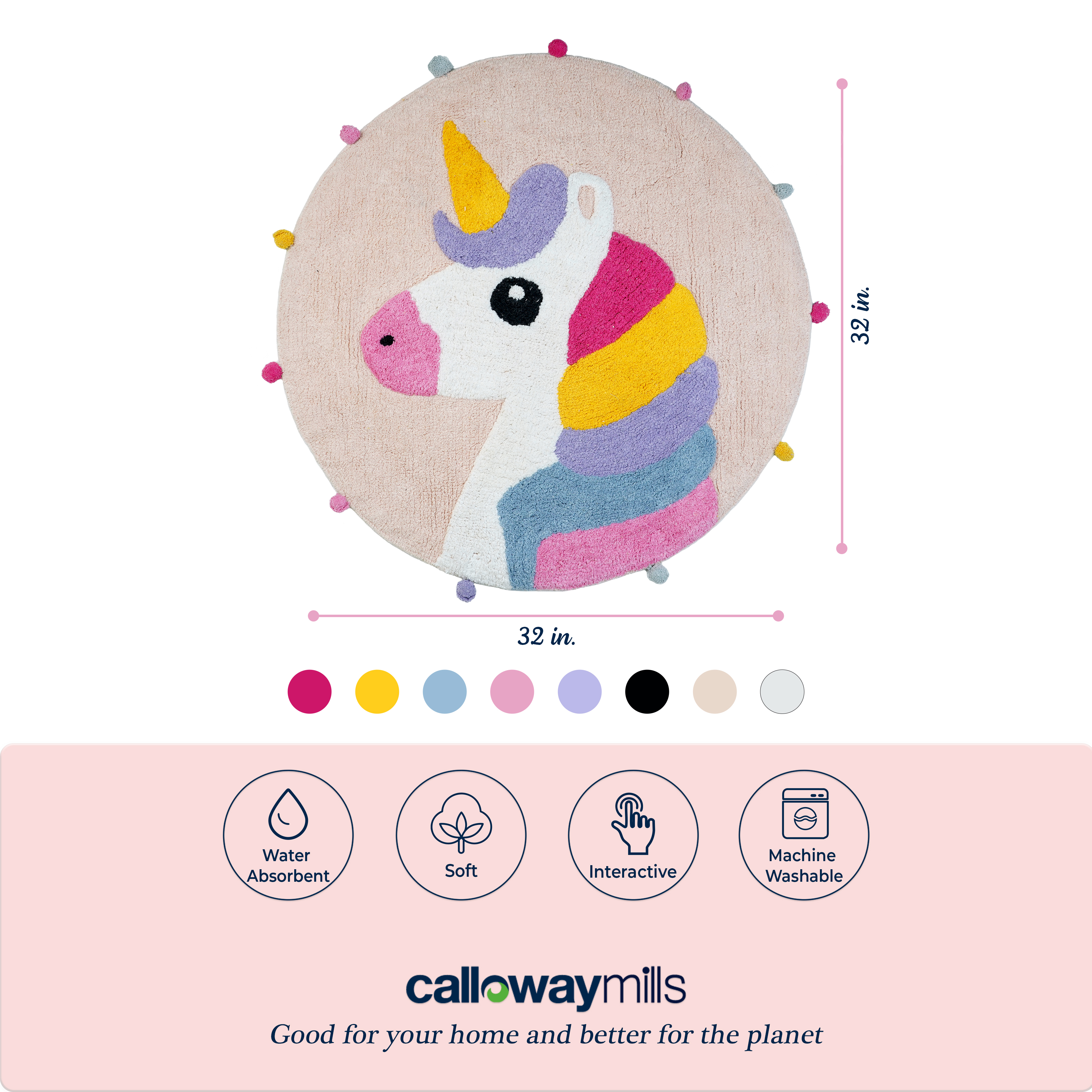 Calloway Mills 1140332 Round Unicorn 32"