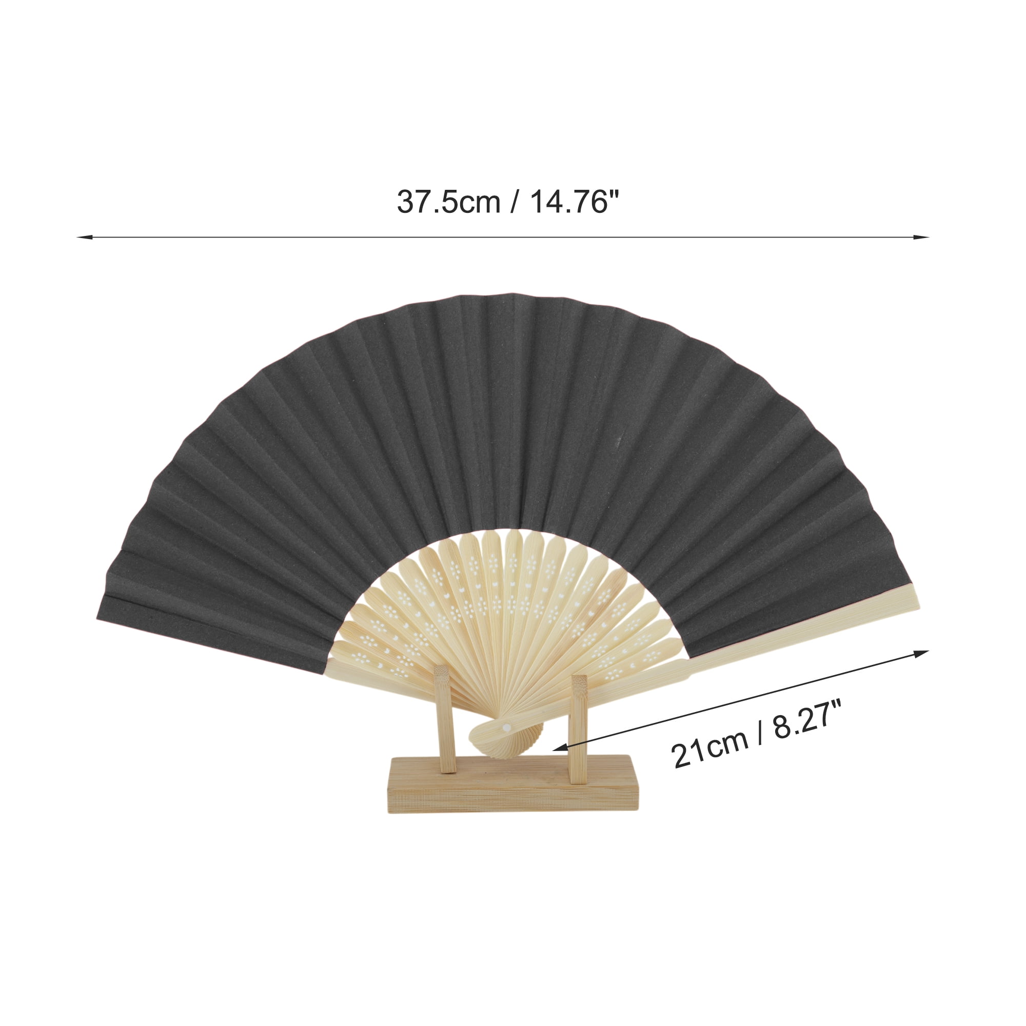 Unique Bargains Portable DIY 7-Inch Blank Folding Fan 1 Pc Black