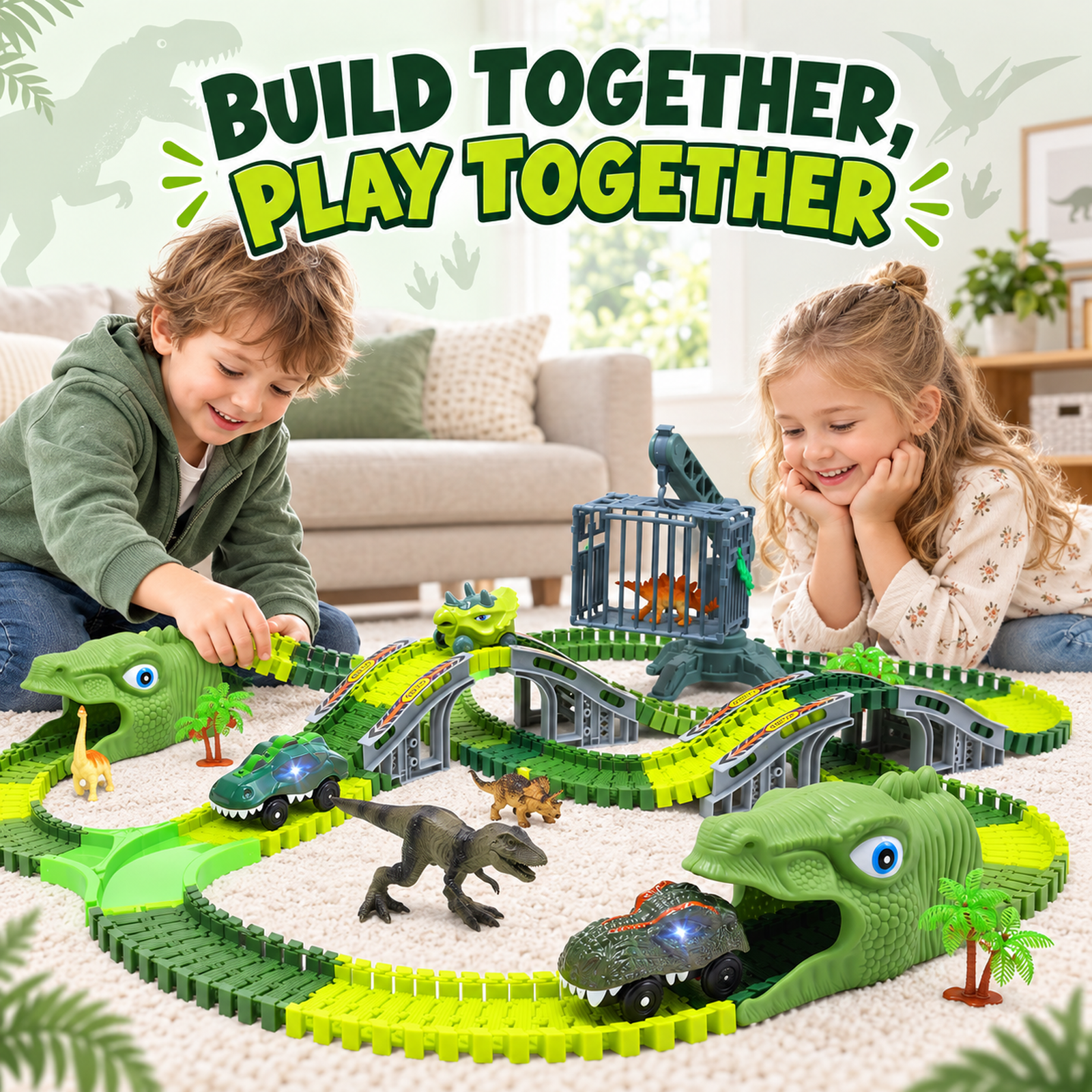 WEFONE Dinosaur Race Track Set 277-Piece Building Kit photo 4