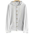 thumbnail image 1 of pstuiky Tops casuales para hombres Camisa informal abotonada para hombre, holgada y versátil, de color sólido, con capucha y manga larga. Top de manga larga con capucha para hombre., 1 of 5