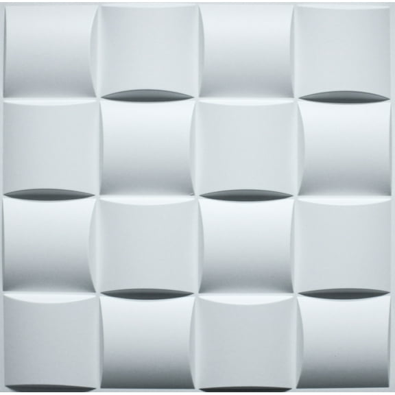 Dundee Deco 3D Wall Panels - Modern Checkered Paintable White PVC Wall Paneling for Interior Wall Decor, Pack of 10, Covers 26.9 sq. ft