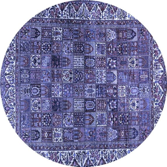 Ahgly Company Machine Washable Indoor Round Persian Blue Traditional Area Rugs, 5' Round