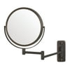 Jerdon 8 inch Diameter Two-Sided Wall-Mounted Makeup Mirror with 5x- 1x Magnification, Bronze Finish - Model JP7506BZ