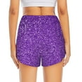 thumbnail image 4 of Xecao's Glitter Purple for a double-layer running short for women, perfect for gym, tennis, and more, featuring a convenient pocket., 4 of 9