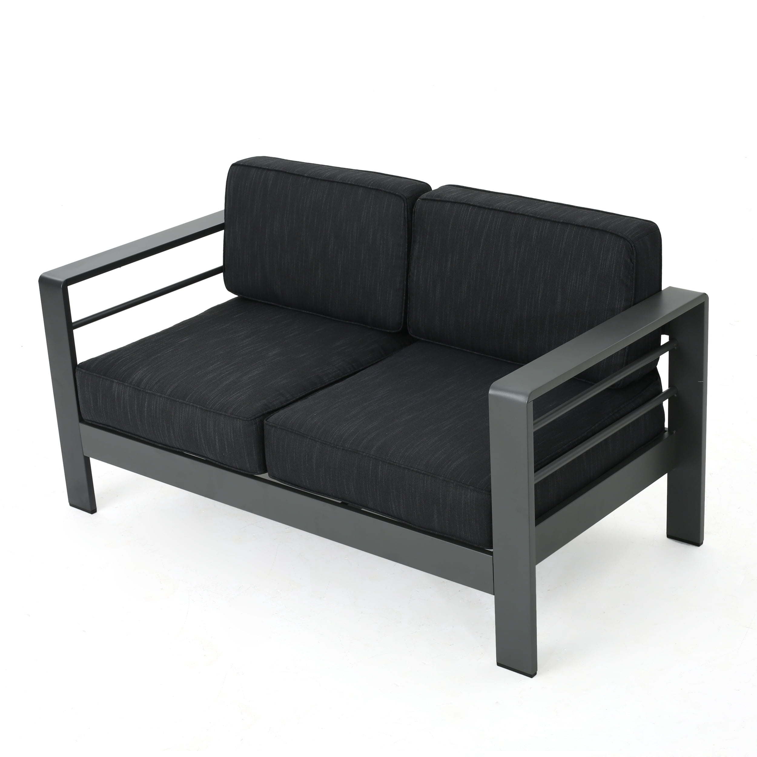 Noble House 5-Piece Aluminum Water Resistant Outdoor Chat Sets, Dark Gray