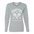 thumbnail image 2 of Wild Bobby Hamptons Tennis Club Est 1986 Sports Womens Graphic Long Sleeve T-Shirt, Heather Grey, XX-Large, 2 of 6
