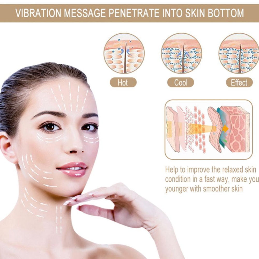 Ultrasonic Cold Skincare Instrument for Nutrients Absorption Tissue Cleansing Pon LED Light Face Lifting Massage Machine