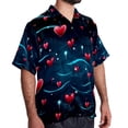 thumbnail image 2 of Valentine's Day Love ECG Men's Hawaiian Shirt, Button Down Poplin Short Sleeve Casual Summer Beach Printed Unisex Shirts, 2 of 6